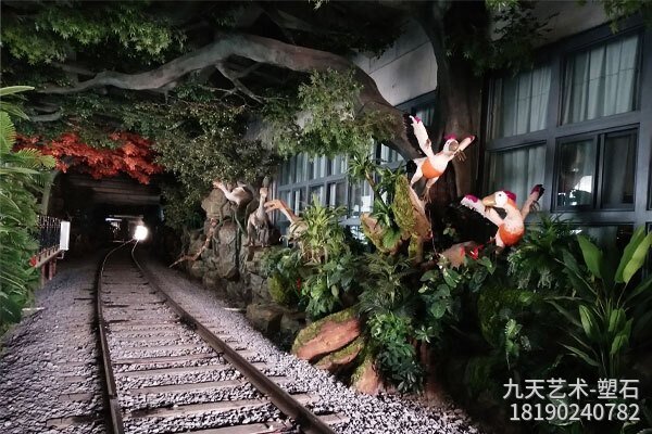 云南昆明水泥假山景观制作-恐龙隧道实景