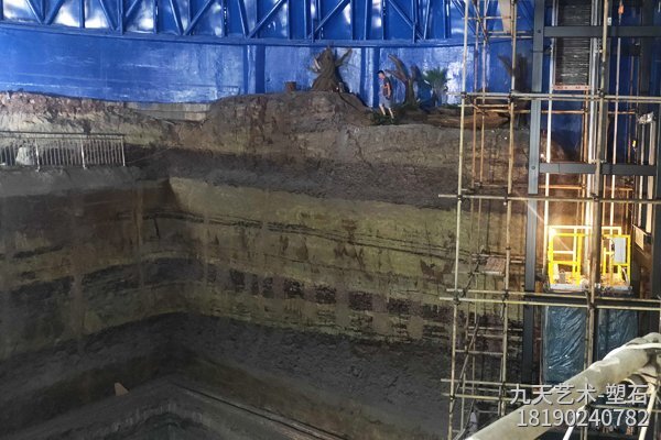 2022自贡恐龙博物馆塑石工程-塑石仿岩层制作